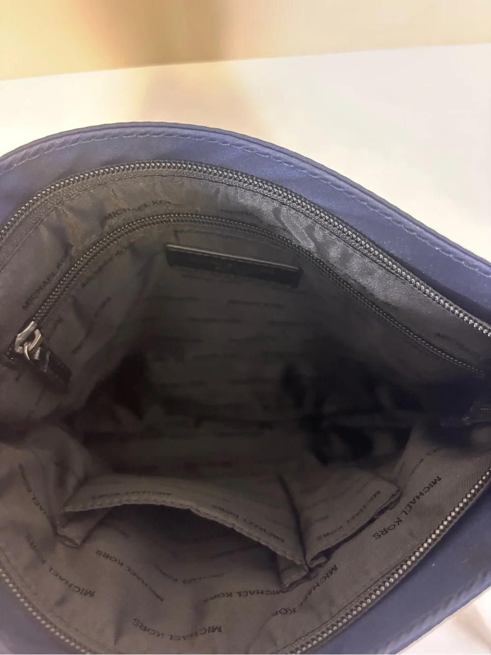 Michael Kors Navy Nylon and Black Crossbody Bag